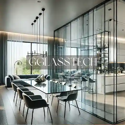 دیوار شیشه‌ای آشپزخانه