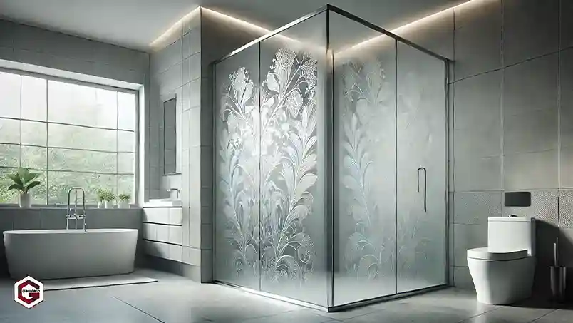 شیشه سندبلاست برای حمام و کابین دوش، حریم خصوصی را حفظ می‌کند و ظاهری مات و شیک به فضا می‌بخشد.