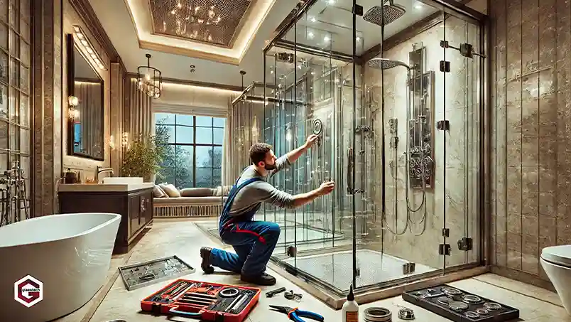 Repairing various types of shower glass doors, including hinged, sliding, and bi-fold models.